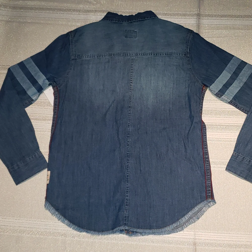 JOE'S Long Sleeve Distressed Denim Snap Button Up Shirt NEW Big Kids M (10/12)